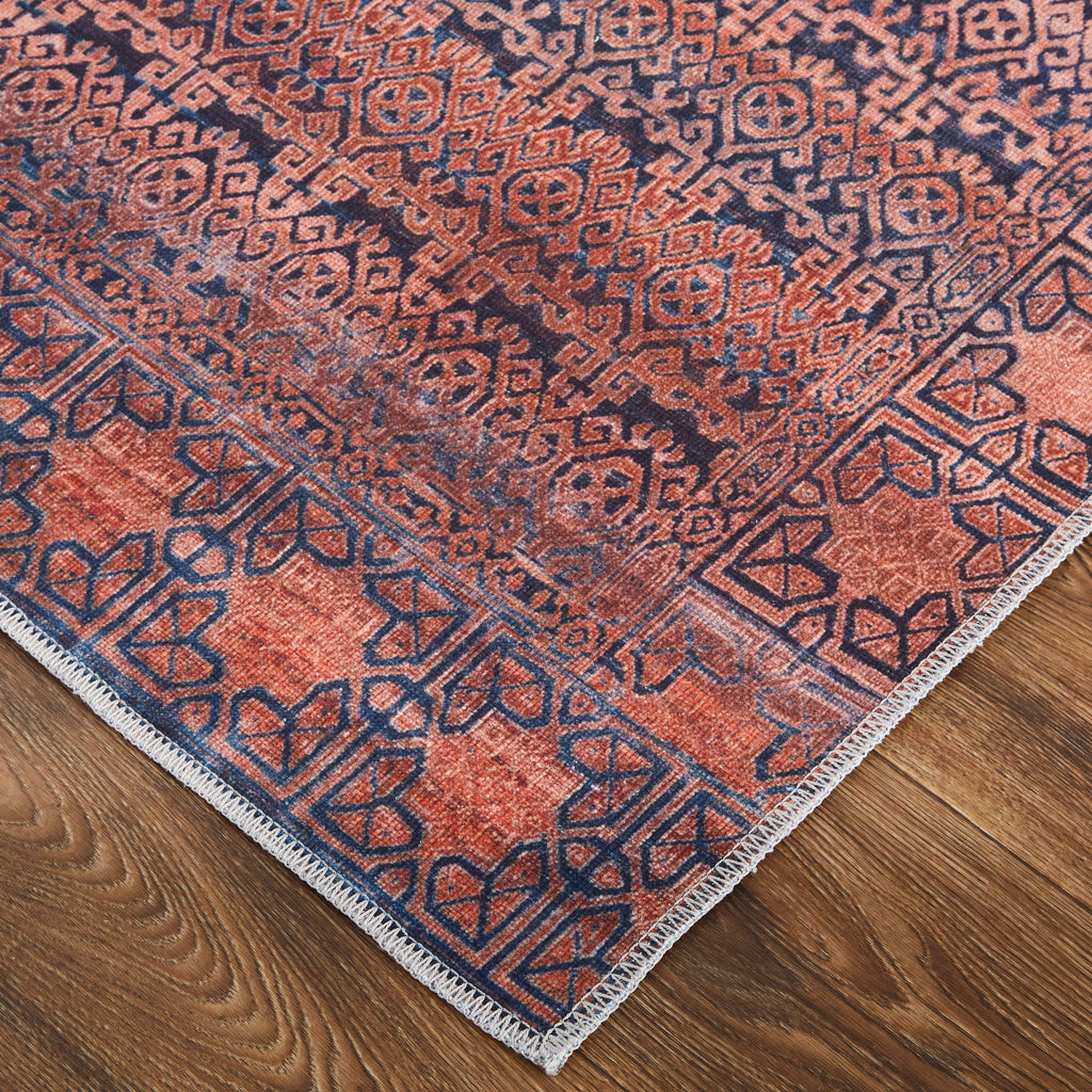 Voss Transitional Oriental Red Brown Blue Area Rug (5'3" x 7'6")