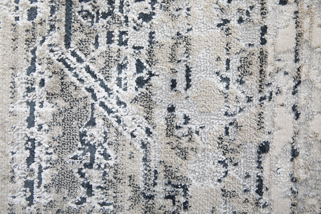 Macklaine Transitional Distressed Taupe Black Ivory Area Rug (12' x 15')