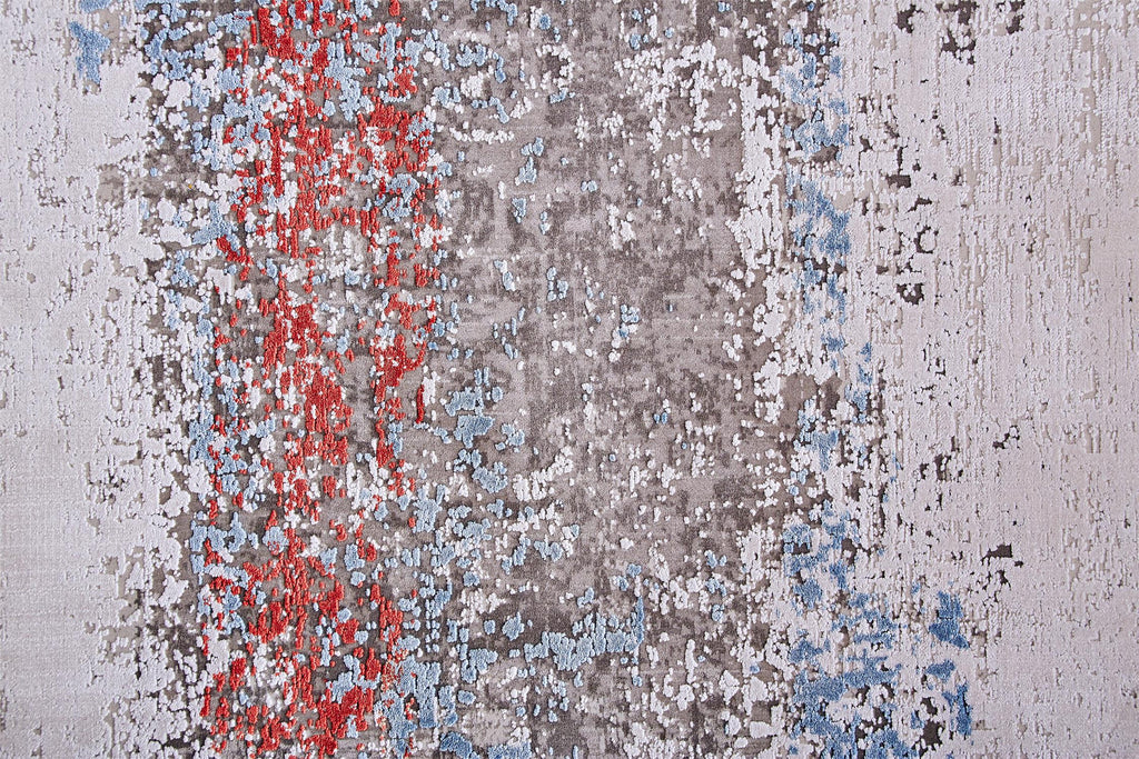 Cadiz Modern Abstract Gray Red Blue Area Rug (9'9" x 13'2" / Pattern 2)