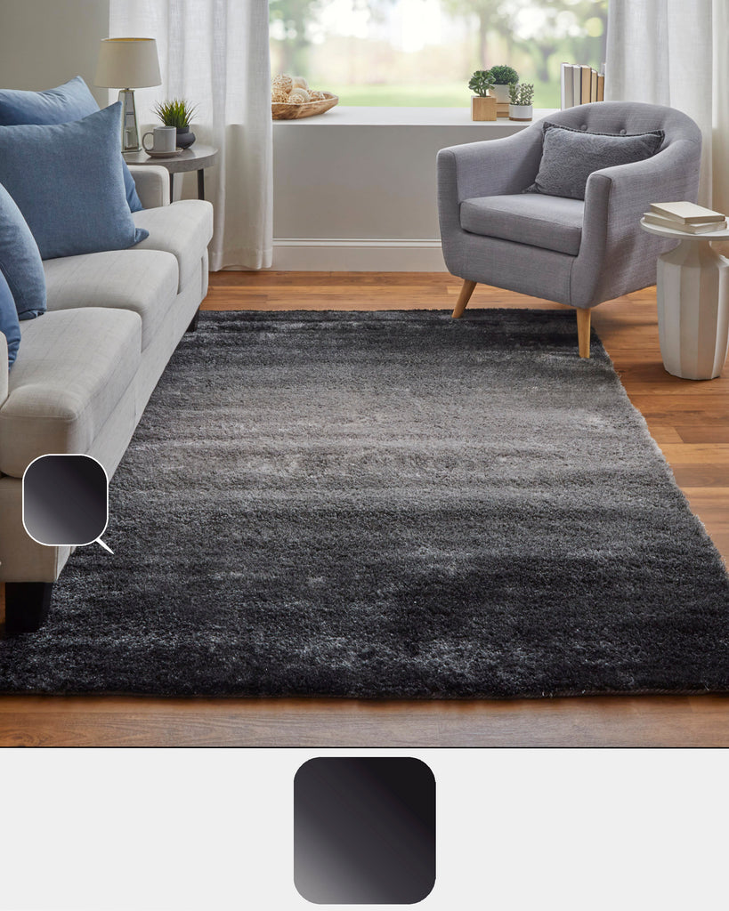 Indochine Modern Gradient Ombre Black Gray Area Rug (3'6" x 5'6")