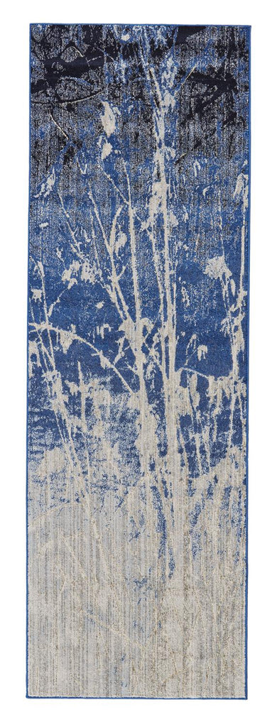 Milton Modern Abstract Blue Black Gray Area Rug (2'7" x 8')