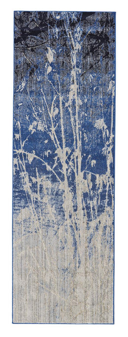 Milton Modern Abstract Blue Black Gray Area Rug (10'2" x 13'9")