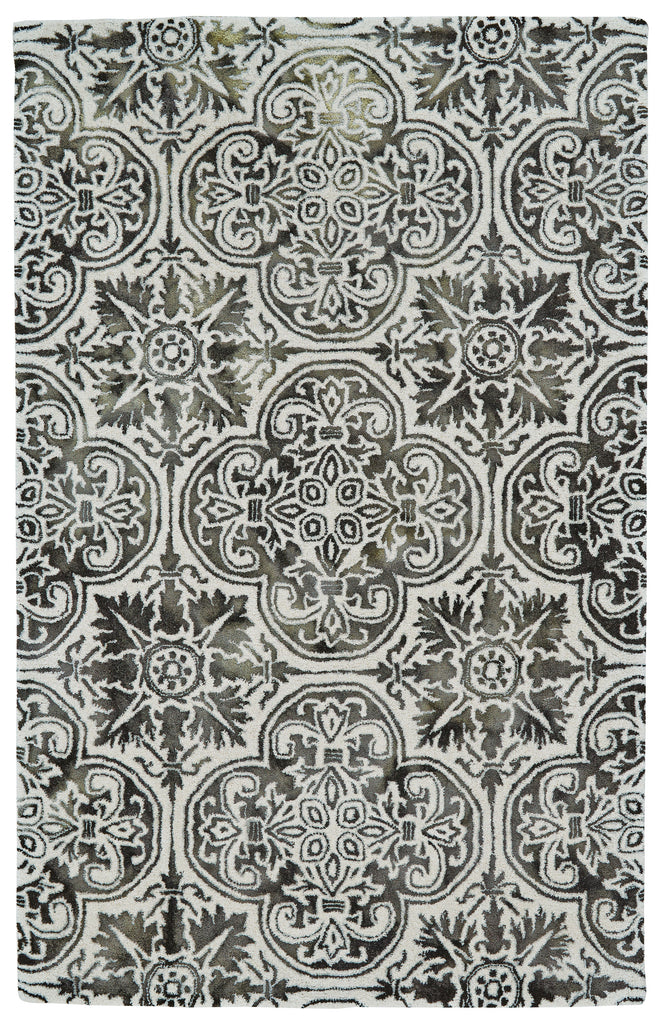 Baxter Transitional Geometric Black Ivory Gray Area Rug (9'6" x 13'6")