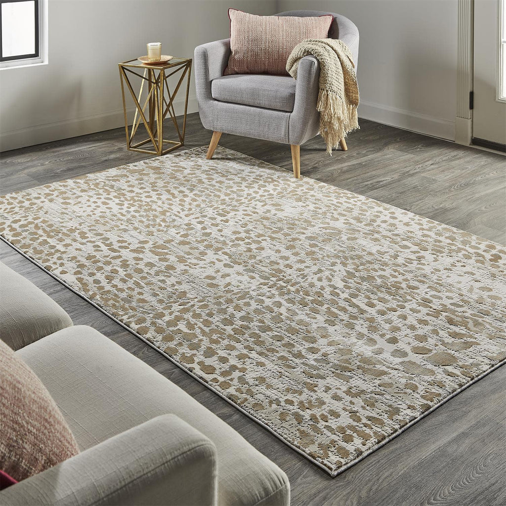 Waldor Modern Animal Print Brown Ivory Tan Area Rug (2'10" x 7'10")