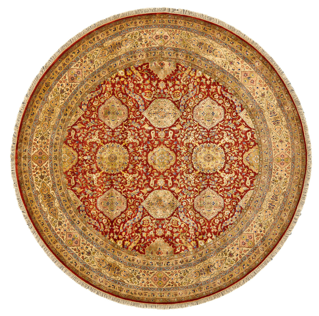 Sophia Traditional Persian Red Orange Ivory Area Rug (9' x 9')