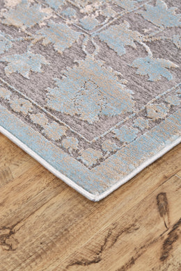 Prasad Modern Distressed Blue Taupe Ivory Area Rug (10' x 13'2")