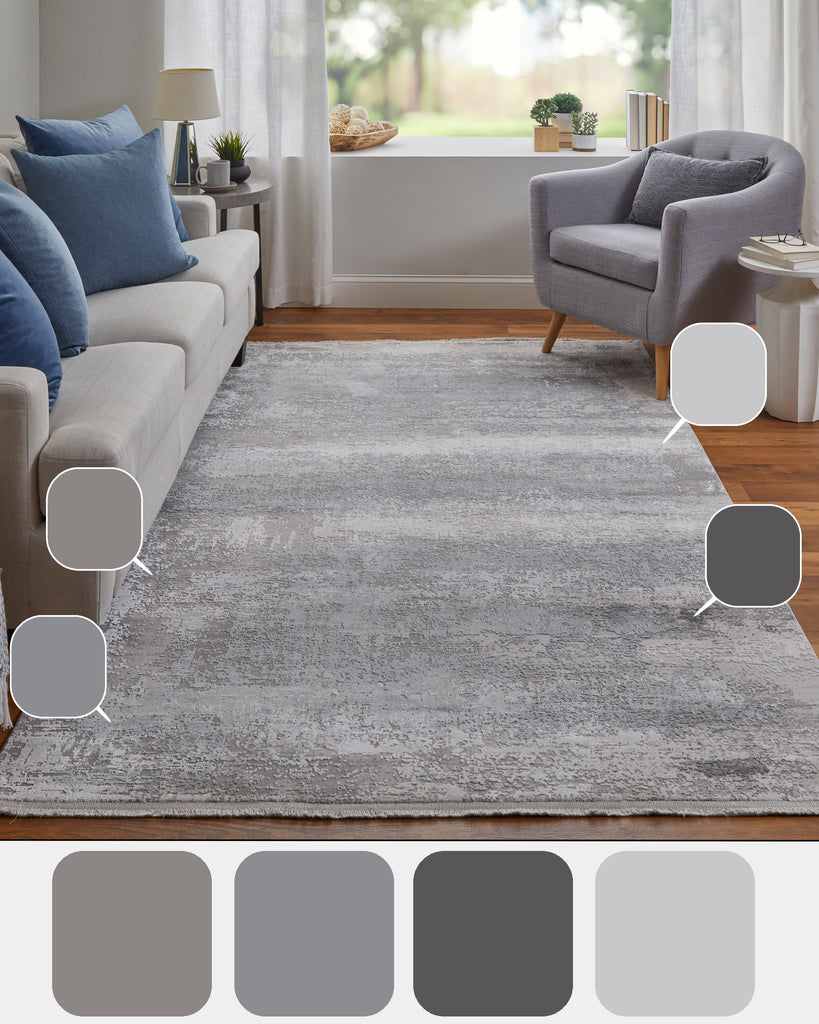 Cadiz Modern Abstract Taupe Gray Silver Area Rug (3'1" x 10')