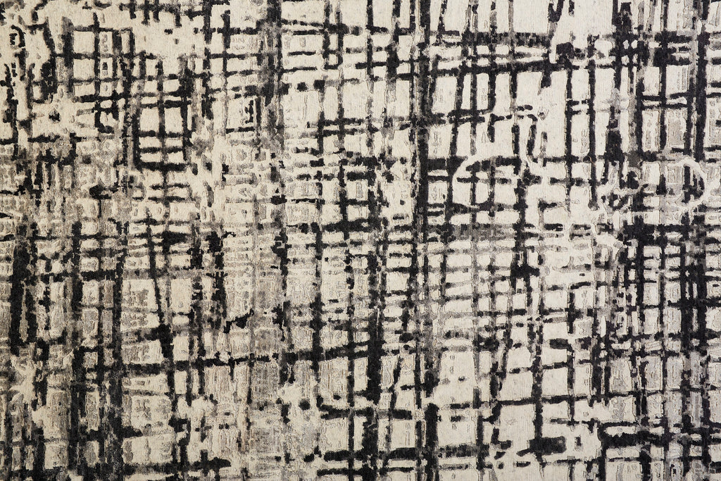 Hayden Modern Abstract Black Gray Ivory Area Rug (11'6" x 15')