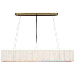 Palati Large Linear Chandelier, Hand-Rubbed Antique Brass with Linen Shade