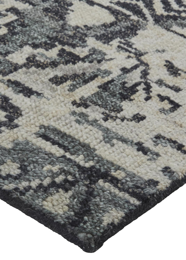 Palomar Transitional Geometric Ivory Gray Black Area Rug (3'6" x 5'6")