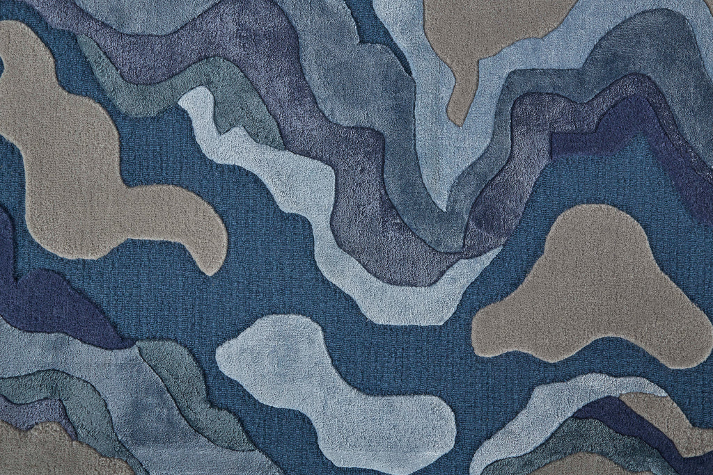 Serrano Transitional Abstract Gray Taupe Blue Area Rug (3'6" x 5'6")