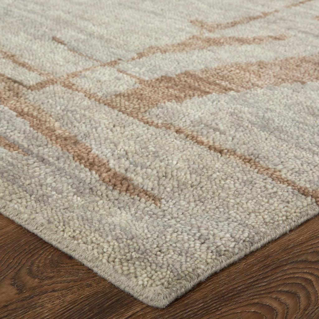 Sutton Transitional Abstract Tan Orange Area Rug (9'6" x 13'6")