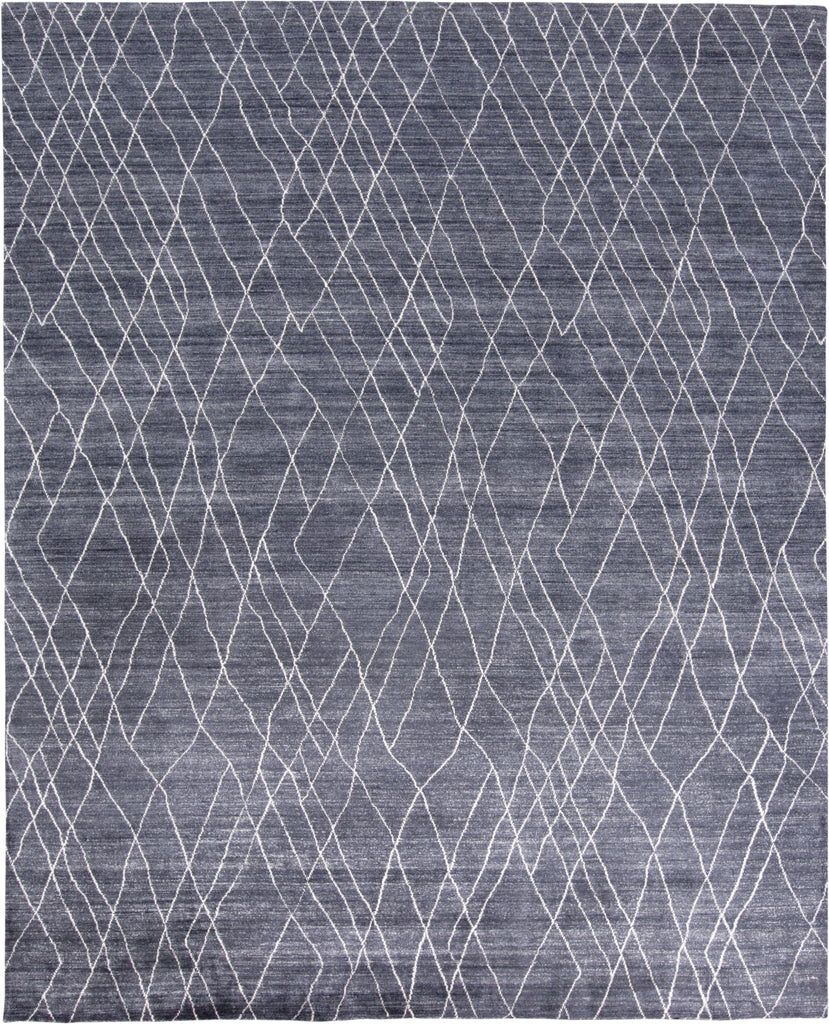 Lennox Modern Geometric Blue Ivory Area Rug (8' x 10')