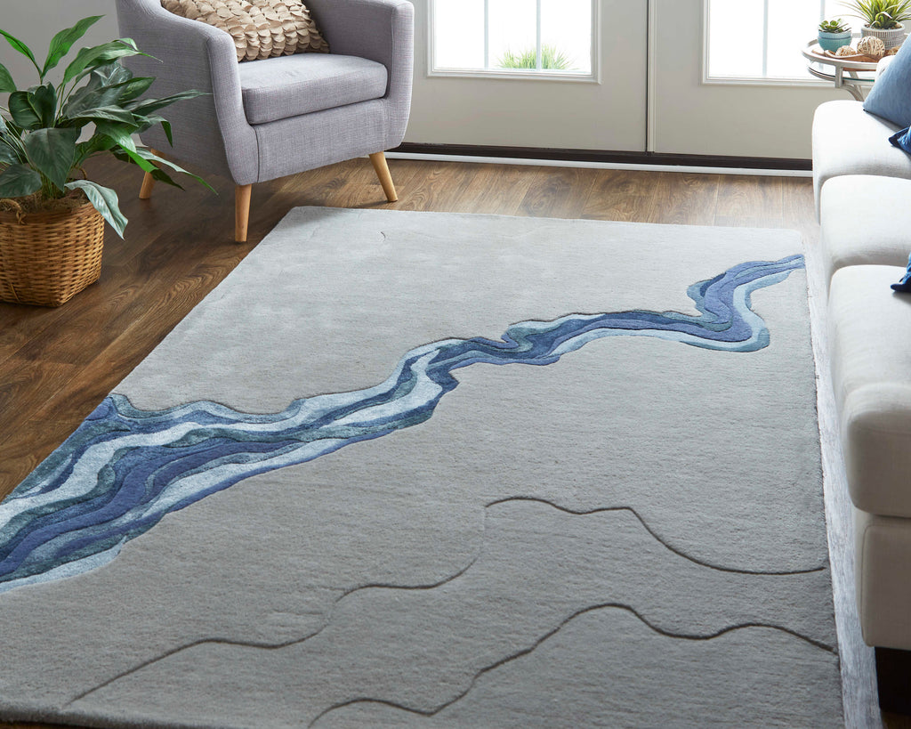 Serrano Transitional Abstract Gray Blue Area Rug (8' x 10')