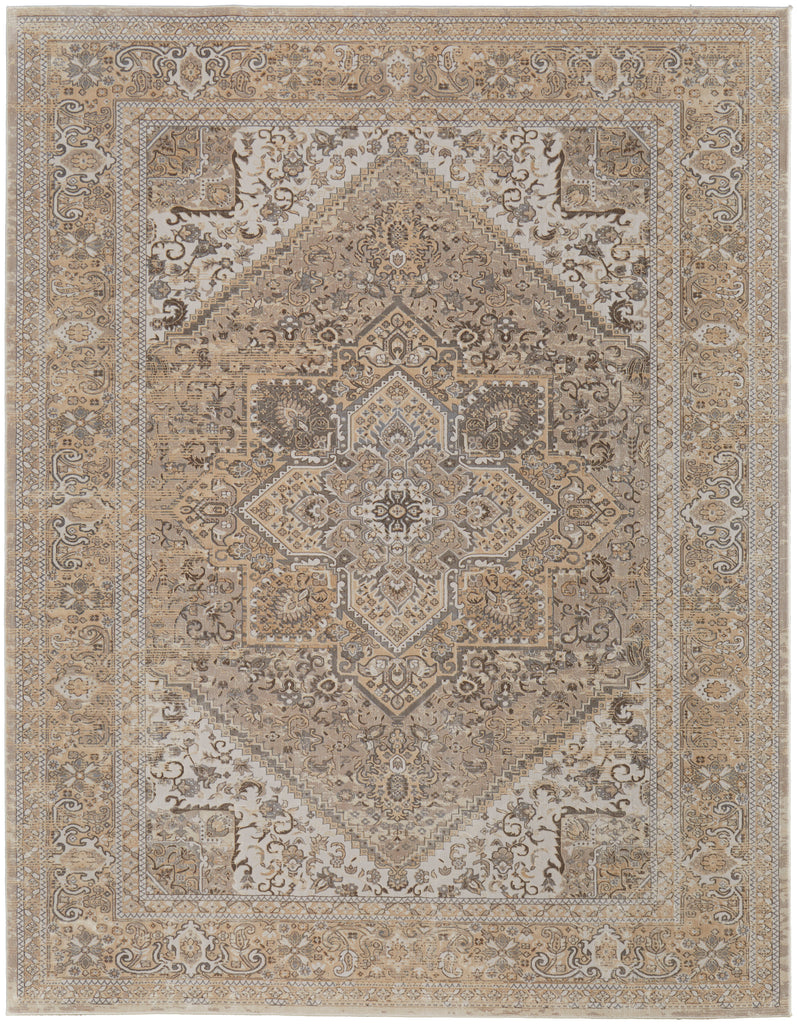 Celene Traditional Medallion Brown Ivory Tan Area Rug (10' x 14')