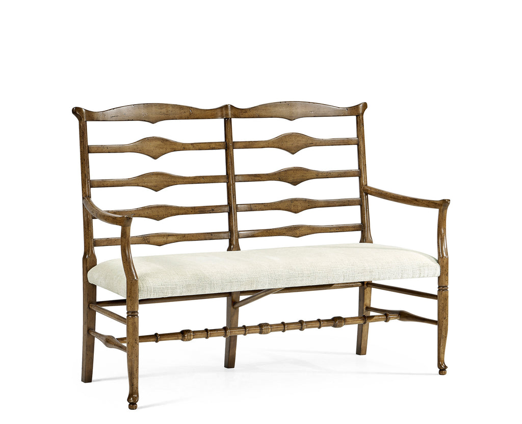 Casual Accents Medium Driftwood Ladderback Bench, Upholstered
