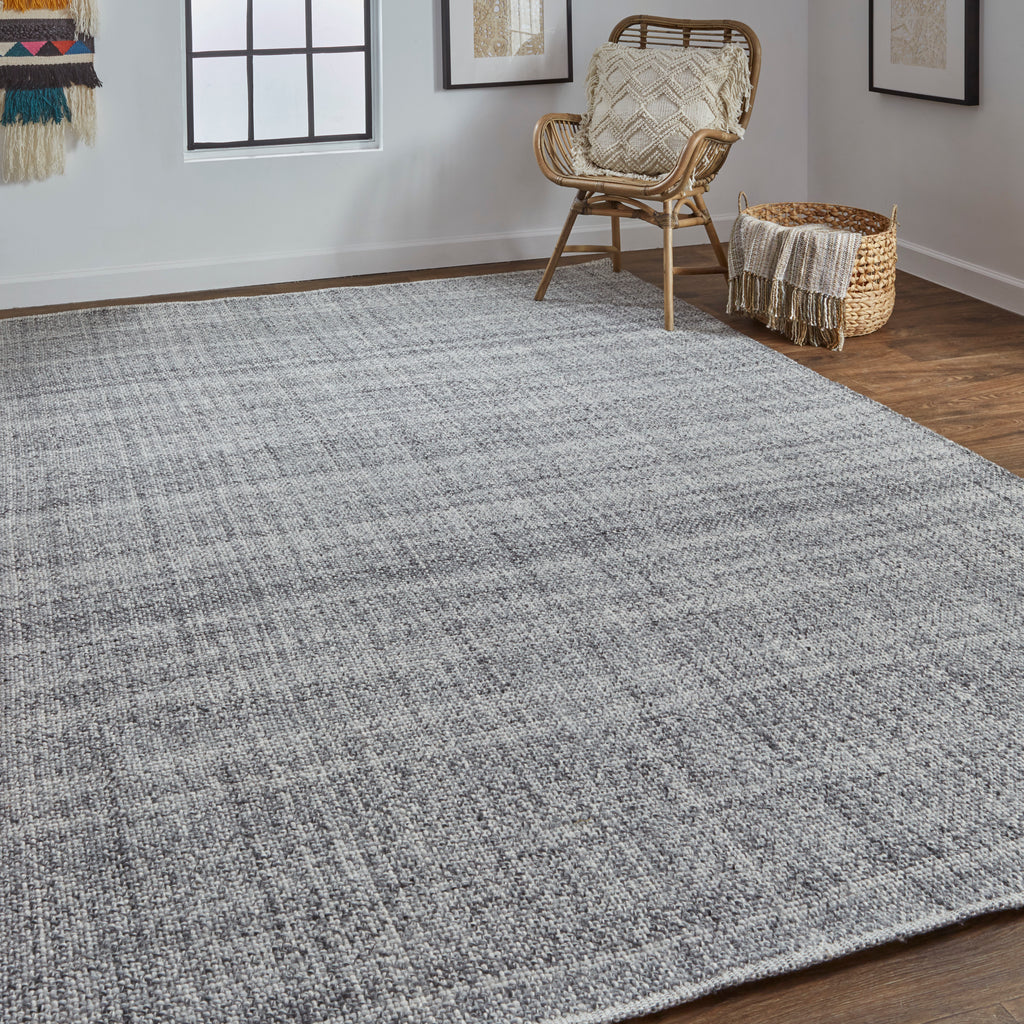 Naples Transitional Solid Gray Ivory Area Rug (5' x 8')