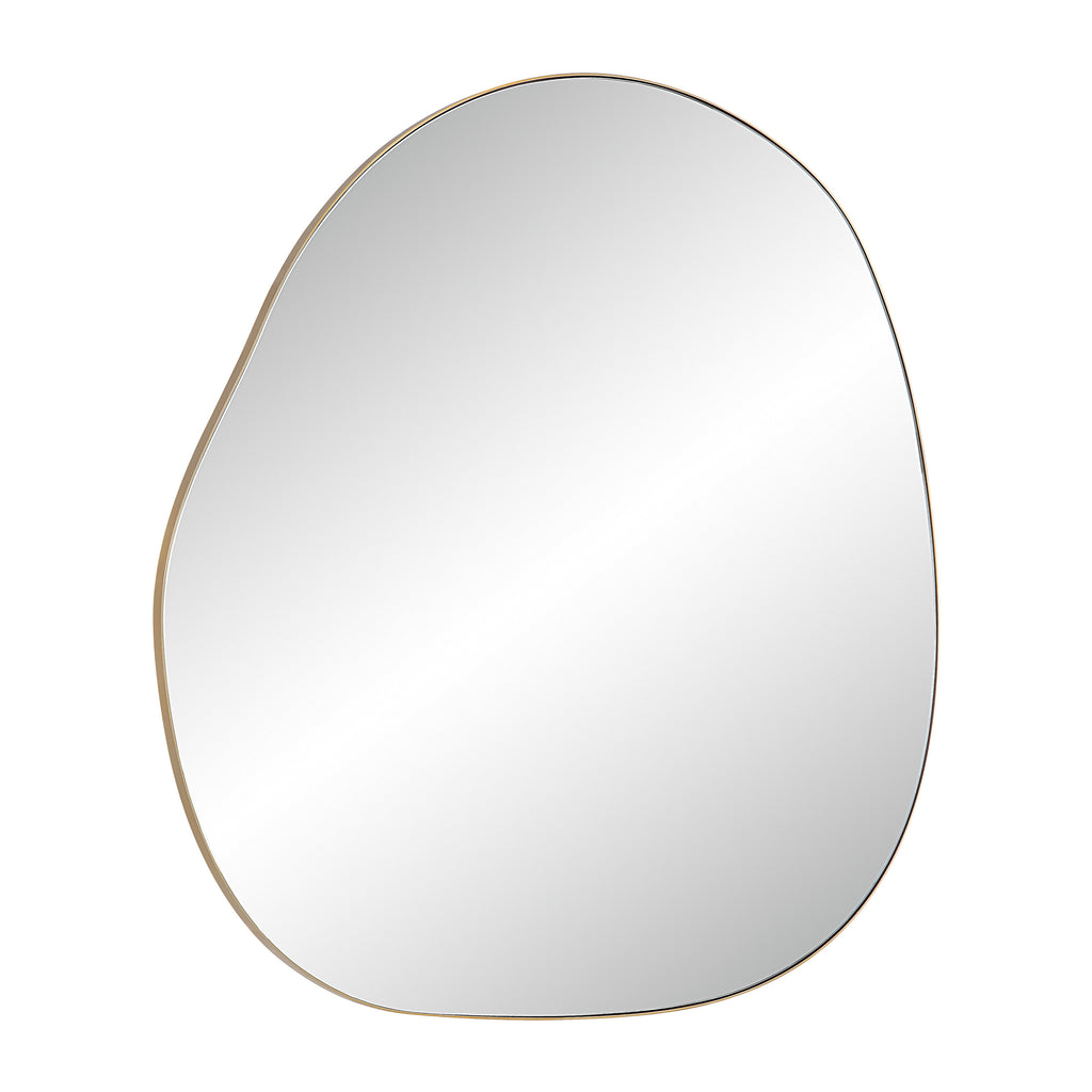 Peony 45" Tall Irregular Round Mirror, Burnished Brass