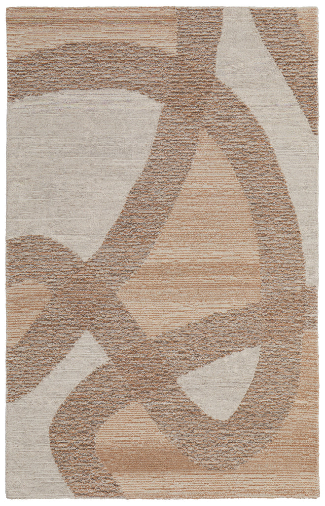 Pollock Modern Abstract Brown Tan Ivory Area Rug (3'6" x 5'6" / Pattern 2)