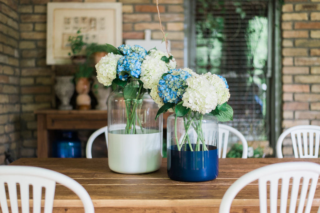 White Colorblock Mason Jar