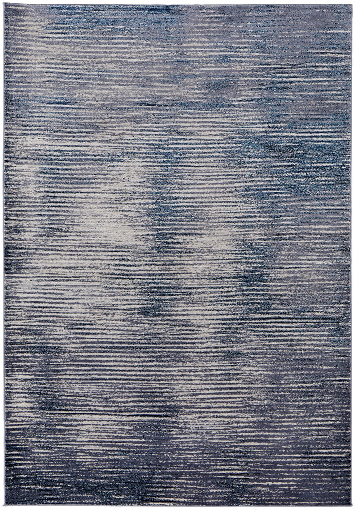 Indio Modern Gradient Ombre Blue Gray Ivory Area Rug (9'2" x 12')