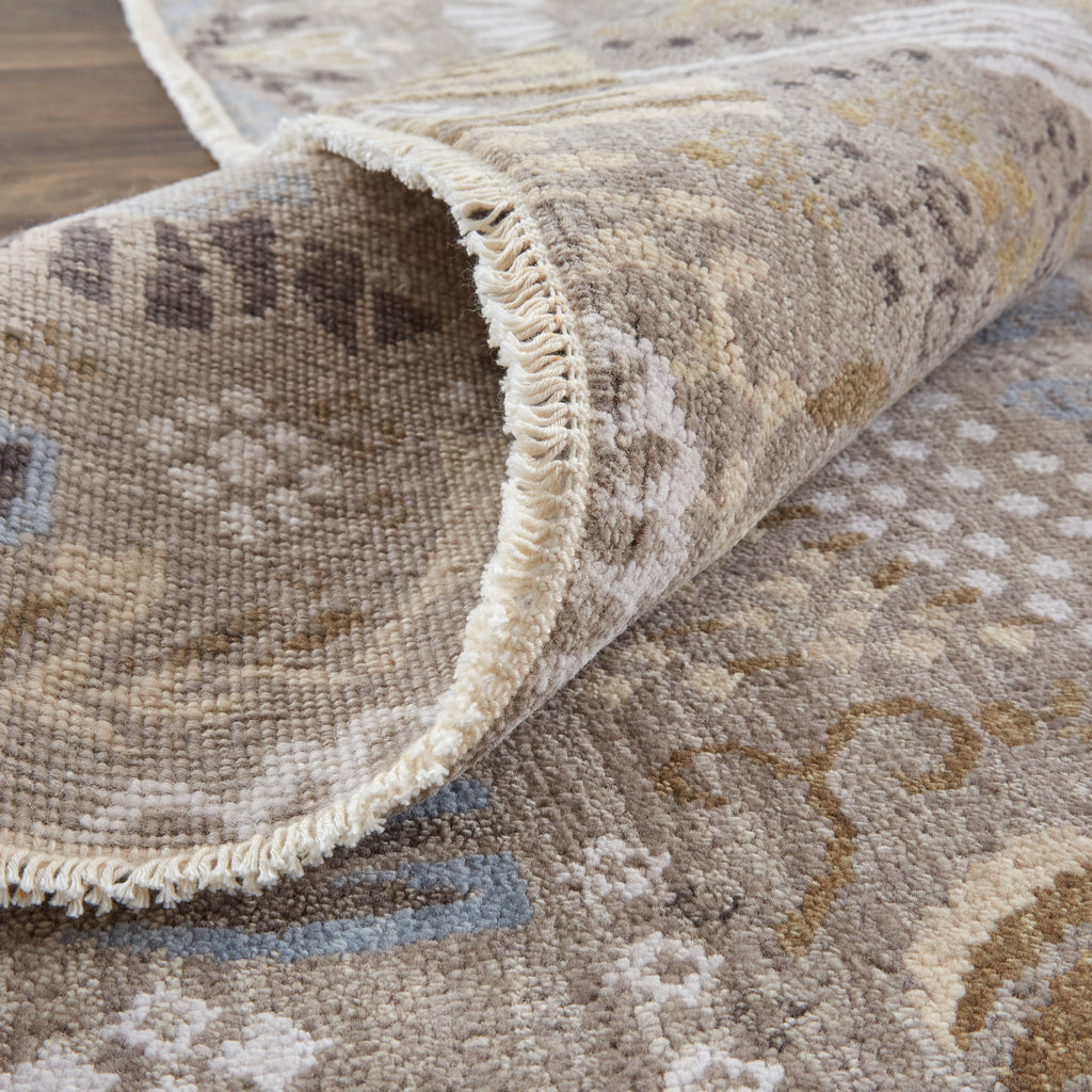 Harmon Transitional Damask Tan Gold Ivory Area Rug (7'9" x 9'9")