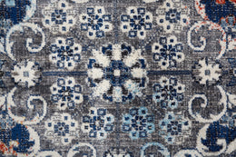 Bellini Transitional Medallion Gray Ivory Blue Area Rug (7'10" x 7'10")