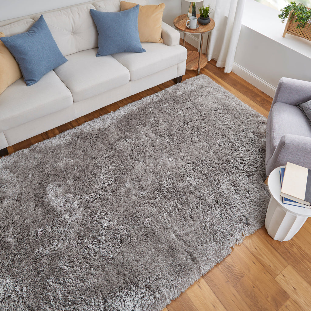 Beckley Transitional Solid Gray Silver Taupe Area Rug (9'6" x 13'6")