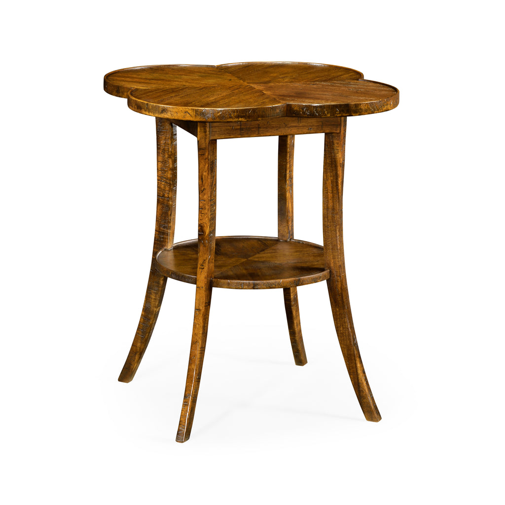 Casual Accents Country Walnut Quatrefoil Accent Table