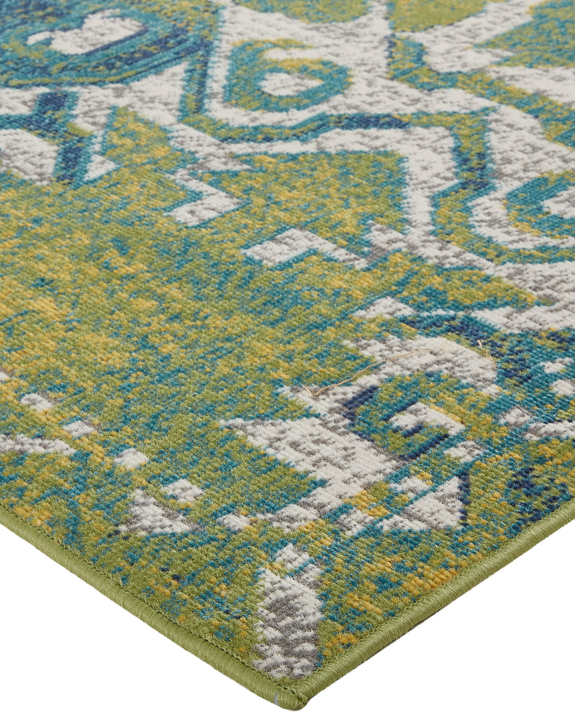 Foster Transitional Oriental Green Blue Area Rug (10' x 13'2")