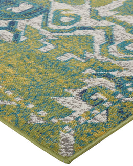 Foster Transitional Oriental Green Blue Area Rug (1'8" x 2'10")