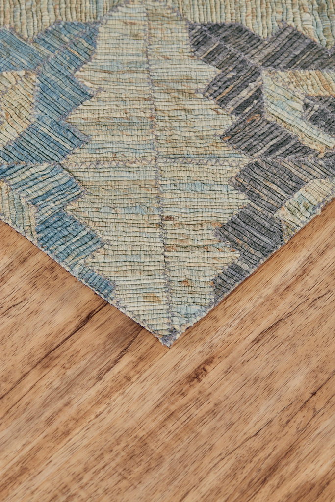 Bermuda Transitional Geometric Blue Gray Taupe Area Rug (5' x 8')