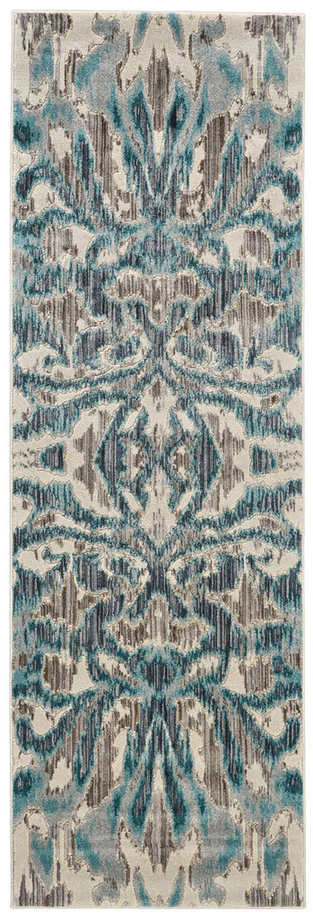 Keats Transitional Abstract Blue Taupe Gray Area Rug (2'7" x 8')