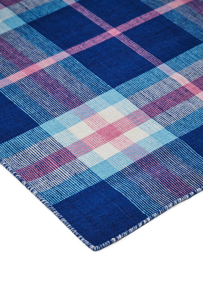 Crosby Transitional Plaid Blue Pink White Area Rug (2' x 3')