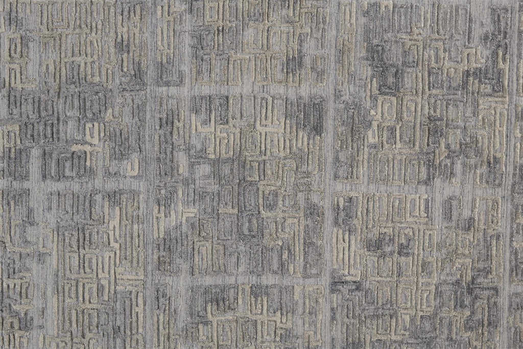 Elias Modern Abstract Gray Ivory Area Rug (2'9" x 10' / Pattern 2)