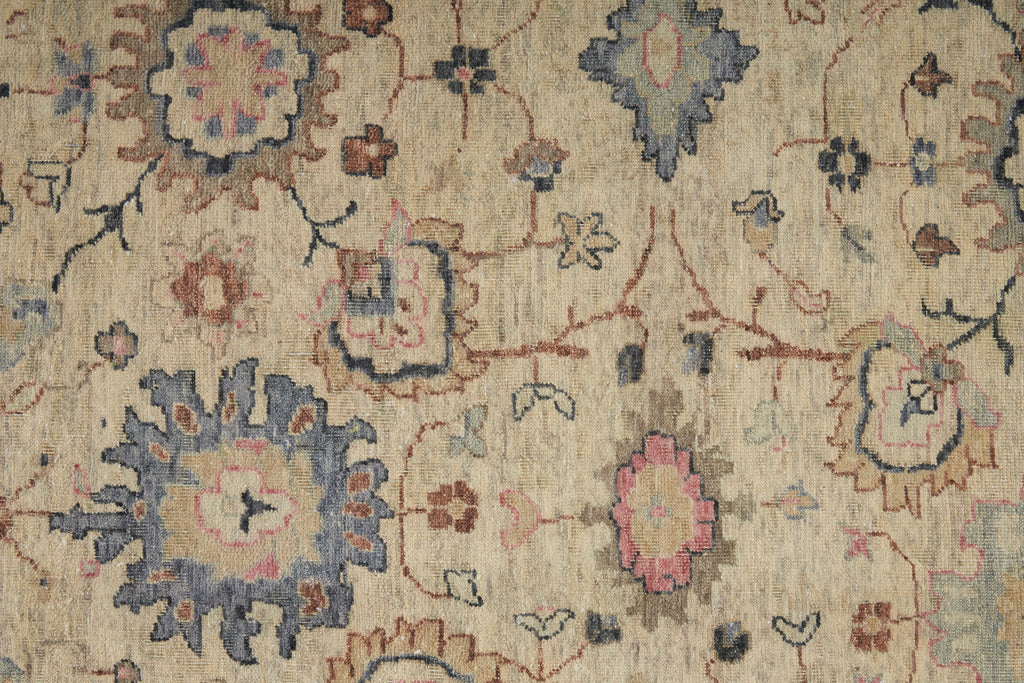 Marabel Traditional Floral Botanical Ivory Pink Blue Area Rug (5'6" x 8'6")