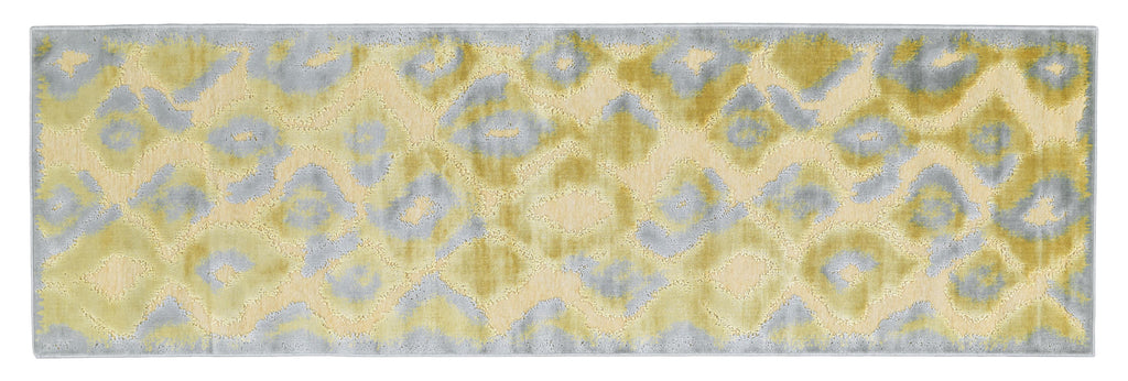 Saphir Mah Modern Abstract Gold Tan Gray Area Rug (2'6" x 8')