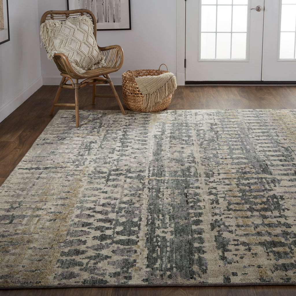 Palomar Transitional Abstract Tan Taupe Area Rug (7'9" x 9'9")