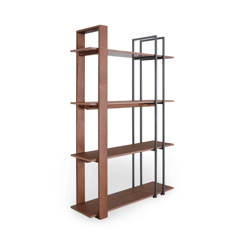 Contemporary Lim Bookcase in Walnut and Black Metal