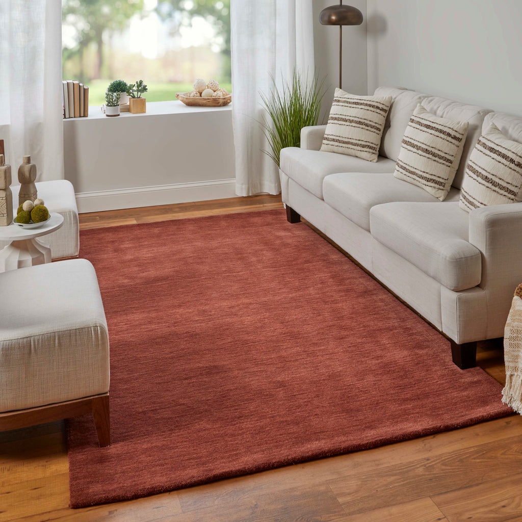 Luna Modern Solid Orange Red Area Rug (5' x 8')