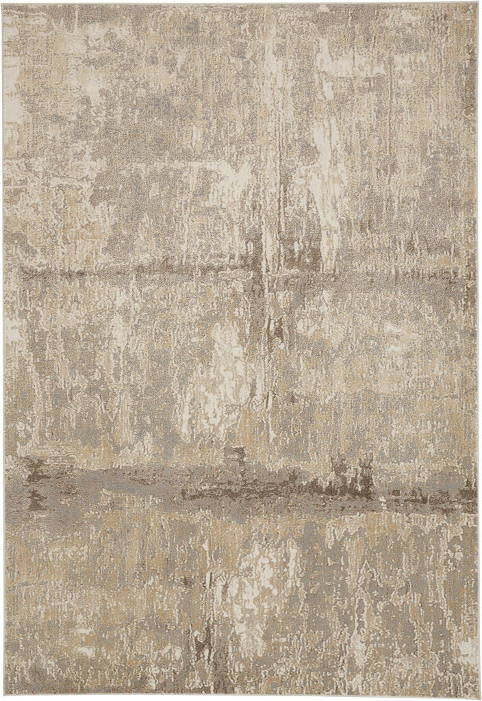 Parker Transitional Abstract Tan Ivory Brown Area Rug (7'9" x 10' / Pattern 2)