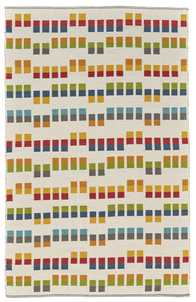 Bashia Modern Geometric Ivory Red Orange Area Rug (2' x 3')