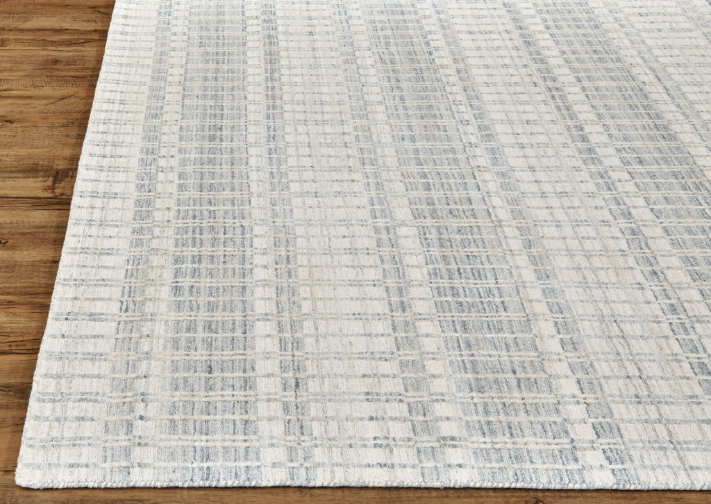 Odell Transitional Geometric Ivory Blue Area Rug (5' x 7'6")