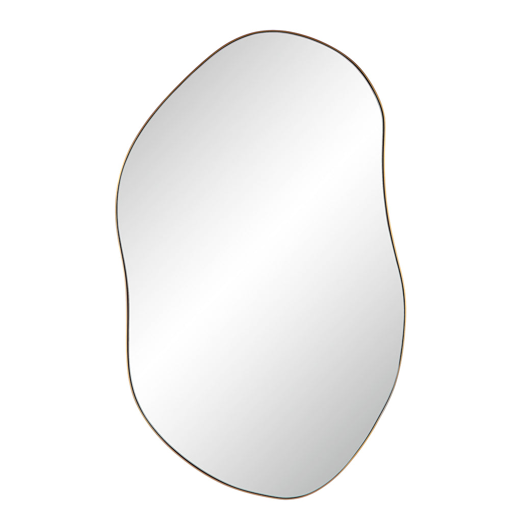 Noria 45" Tall Irregular Rectangular Oval Mirror, Burnished Brass