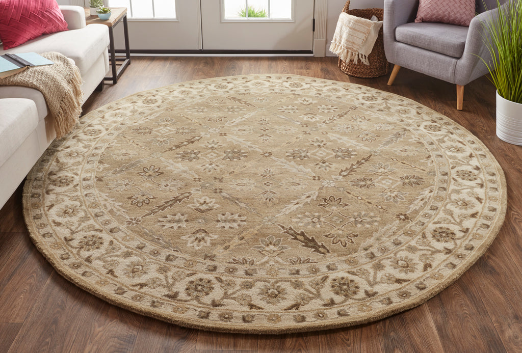 Eaton Traditional Oriental Green Brown Taupe Area Rug (10' x 10')