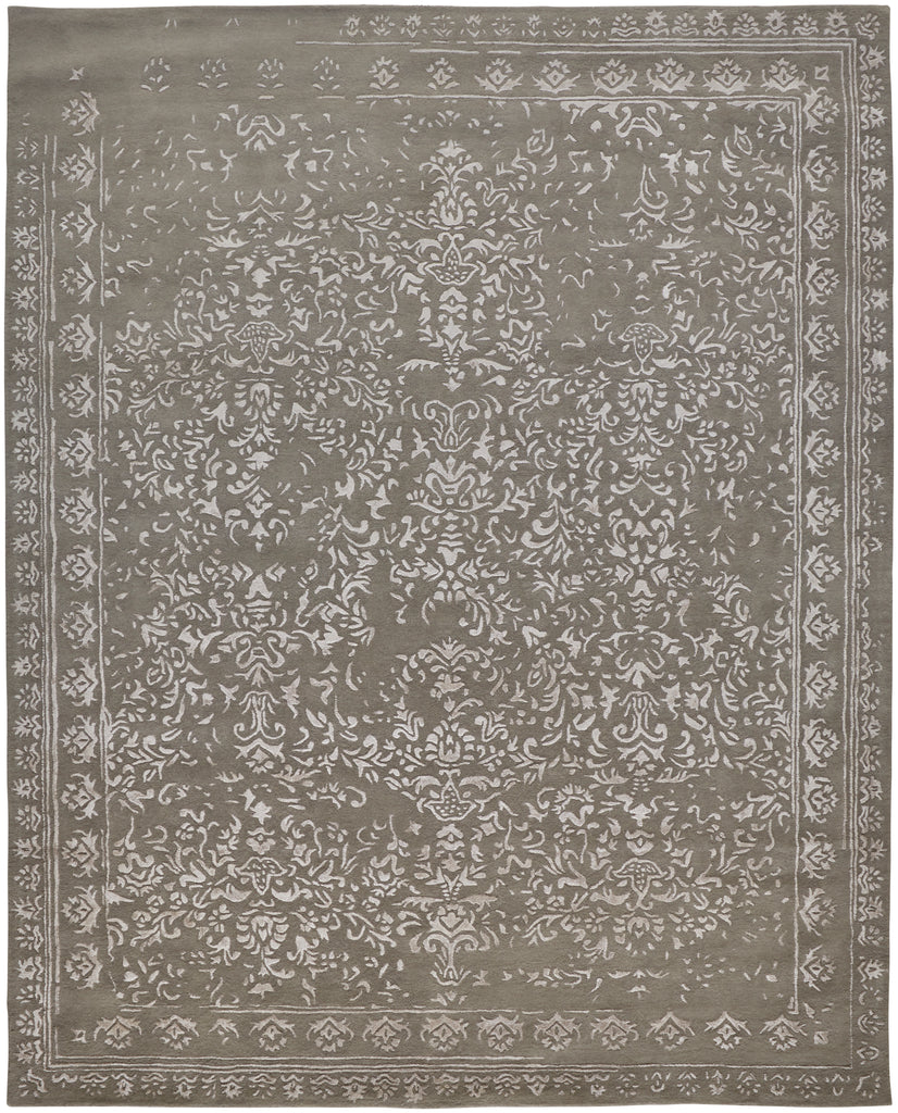 Bella Transitional Oriental Gray Taupe Silver Area Rug (10' x 14')