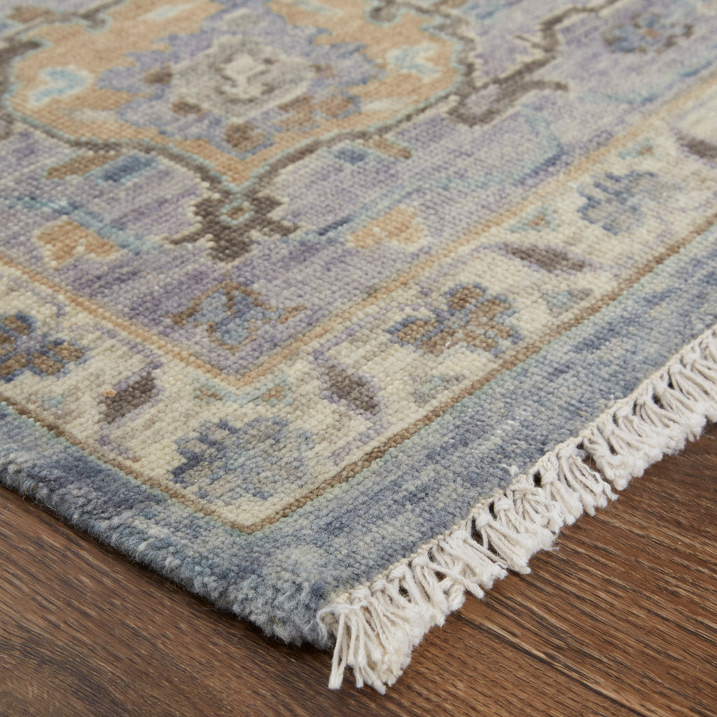 Marabel Traditional Oriental Blue Taupe Ivory Area Rug (5'6" x 8'6")