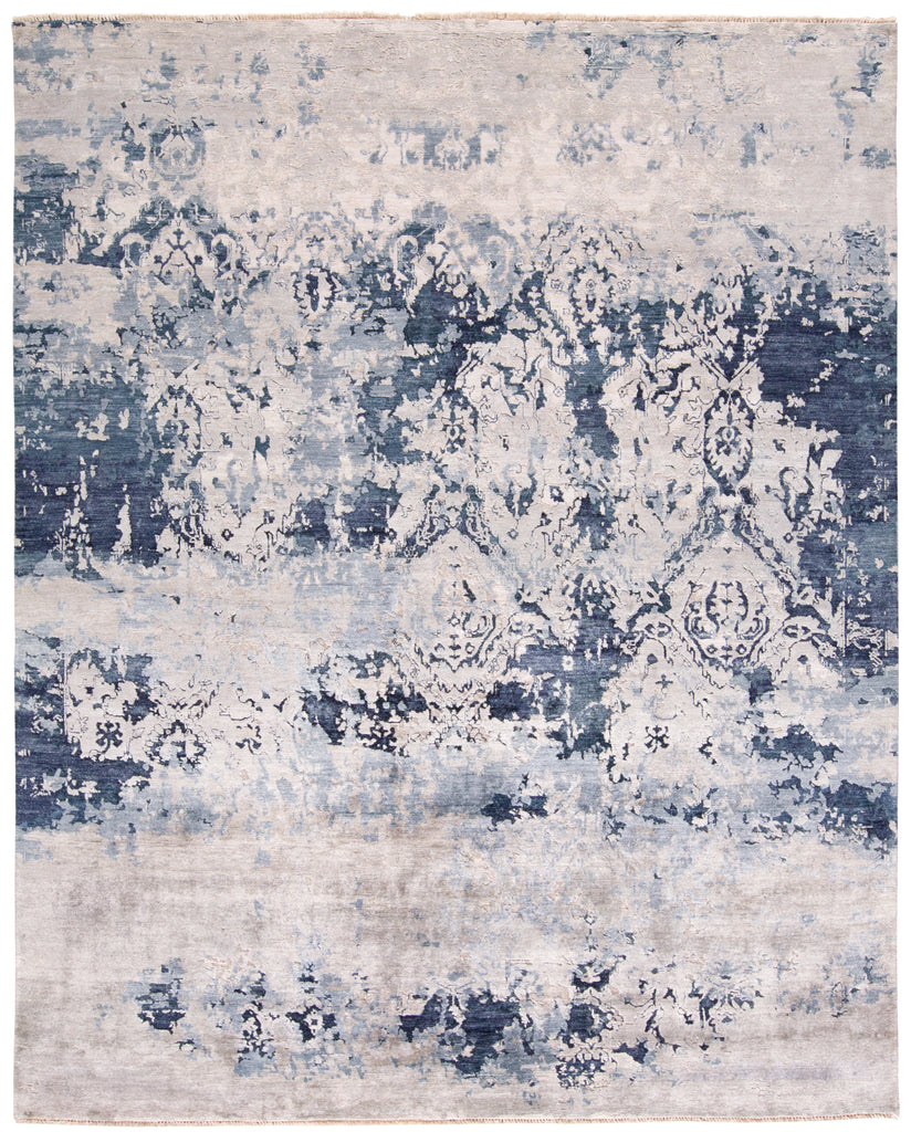 Brynn Transitional Distressed Blue White Gray Area Rug (2' x 3')