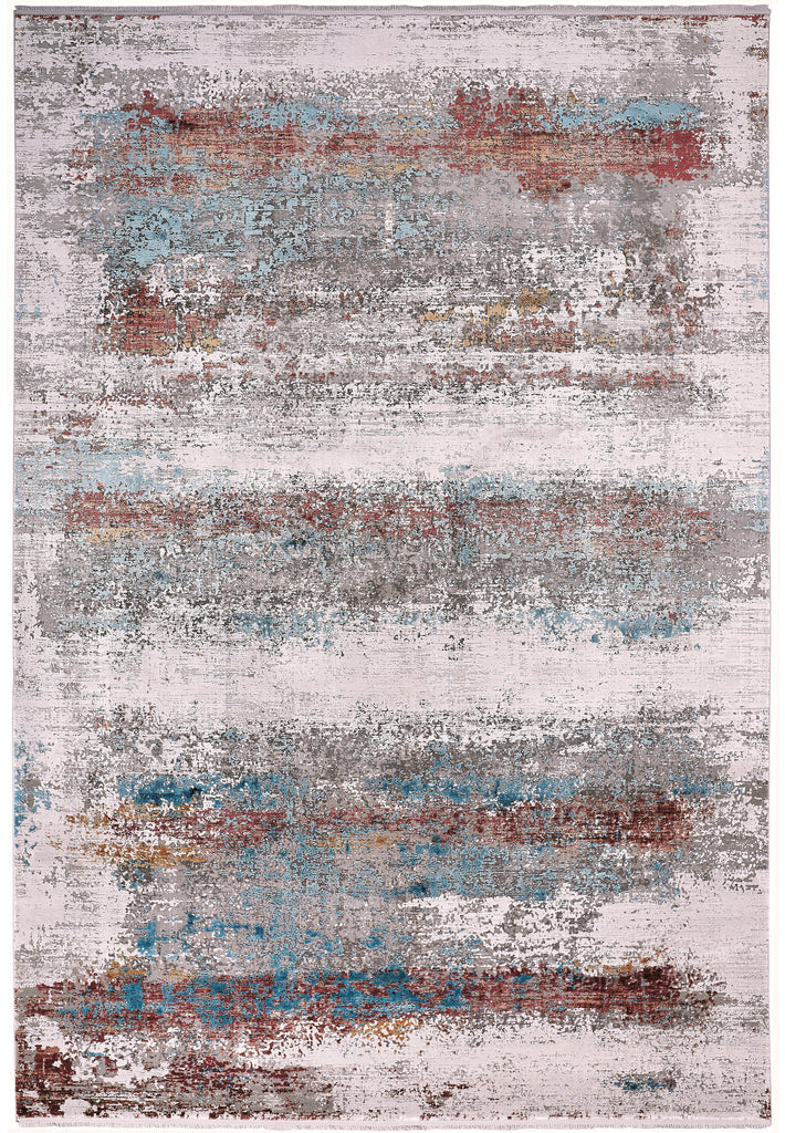 Cadiz Modern Abstract Gray Red Blue Area Rug (11'6" x 14'6" / Pattern 2)