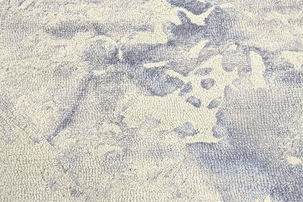 Lorrain Modern Abstract Ivory Gray Blue Area Rug (5' x 8')